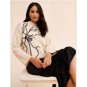 Another Girl Flower Intarsia Sweater Size Small $105 Retail